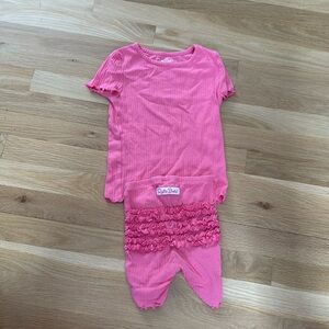 Ruffle Butts hot pink girls knit ribbed pajamas size 5